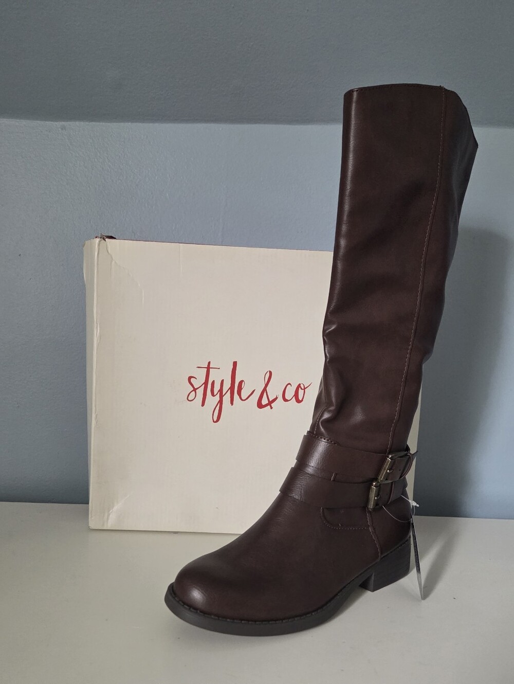 Style & Co Maliaa Brown Buckle Riding Boots Size 5